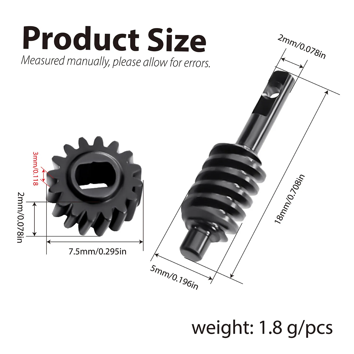 12T 13T 14T 16T 18T Carbon Steel Differential Gear Set for 1/30 SCX30 RC Crawler Upgrade Worm Gear Overdrive Parts DIY Set