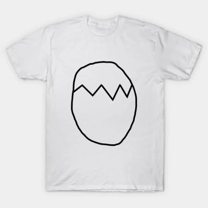 

Mens Graphic T-Shirt Minimalist Broken Egg Line Art Funny Sketch Print Retro Humor Style Casual Streetwear Vintage Aesthetic Top