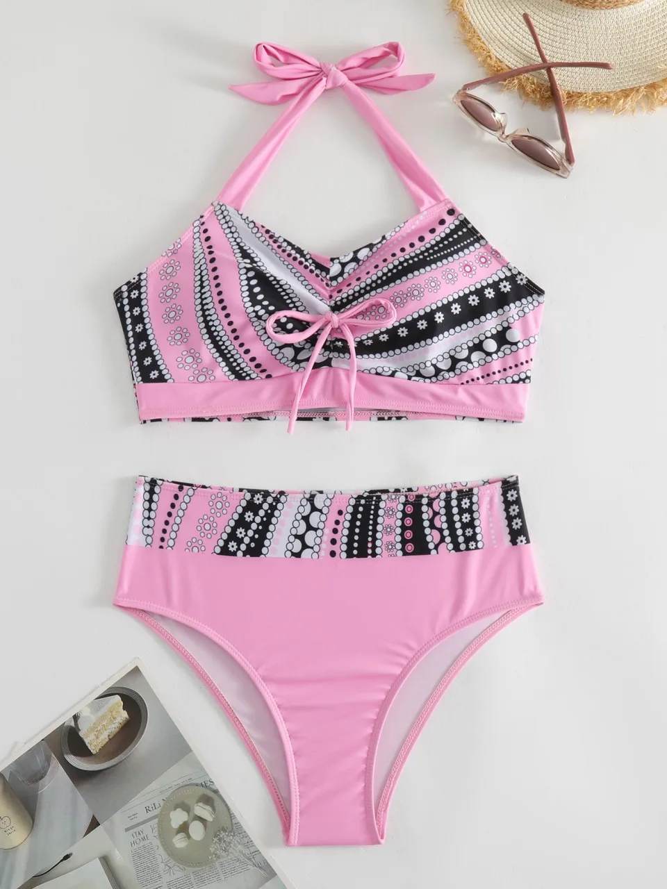 

Halter Bikini Set Short Swimsuit 2025 Women Printed Swimwear Female Bathers Swimming Bathing Swim Suit Summer 2 Pieces Beachwear