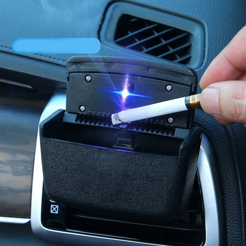 Car Ashtray With Led Lights Universal Auto Cigarette Smokeless Multi-function Car Supplies Portable AshTray With Cover Creative