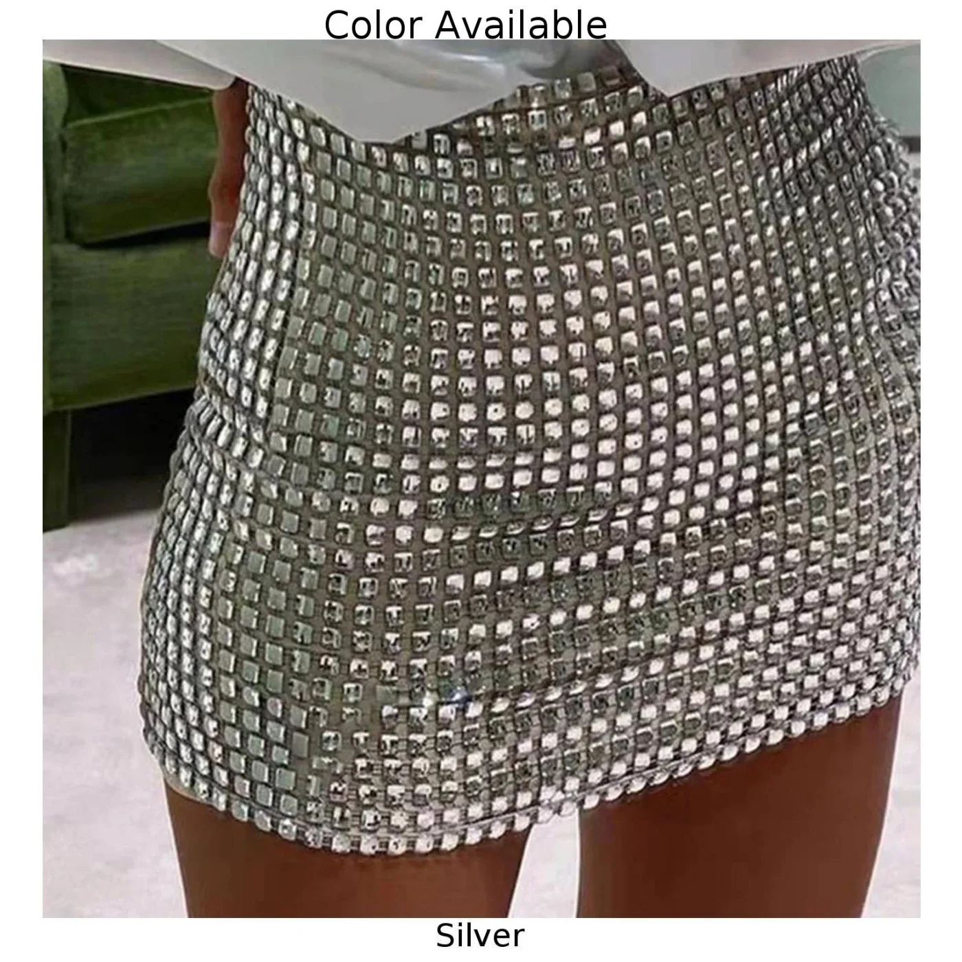 Stylish Club Skirt Dress Outfits Polyester Regular Sequin Sexy Silver Slim Solid Color Spandex Spring Summer Women