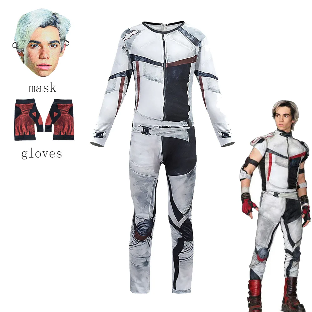 Halloween D-Descendants 3 Boys Costume Jay Carlos Cosplay Bodysuit+gloves+mask Sets Carnival Dress Up Suit for Kids Party Gifts