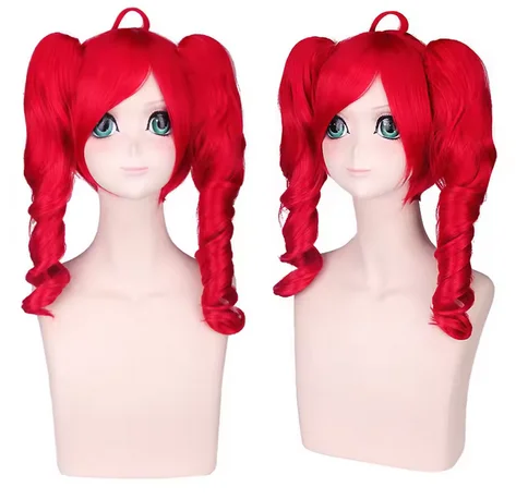 Anime Kasane Teto wig cosplay women cute red ponytail wig high heat resistant hair Teto wig free wig cap long curly hair