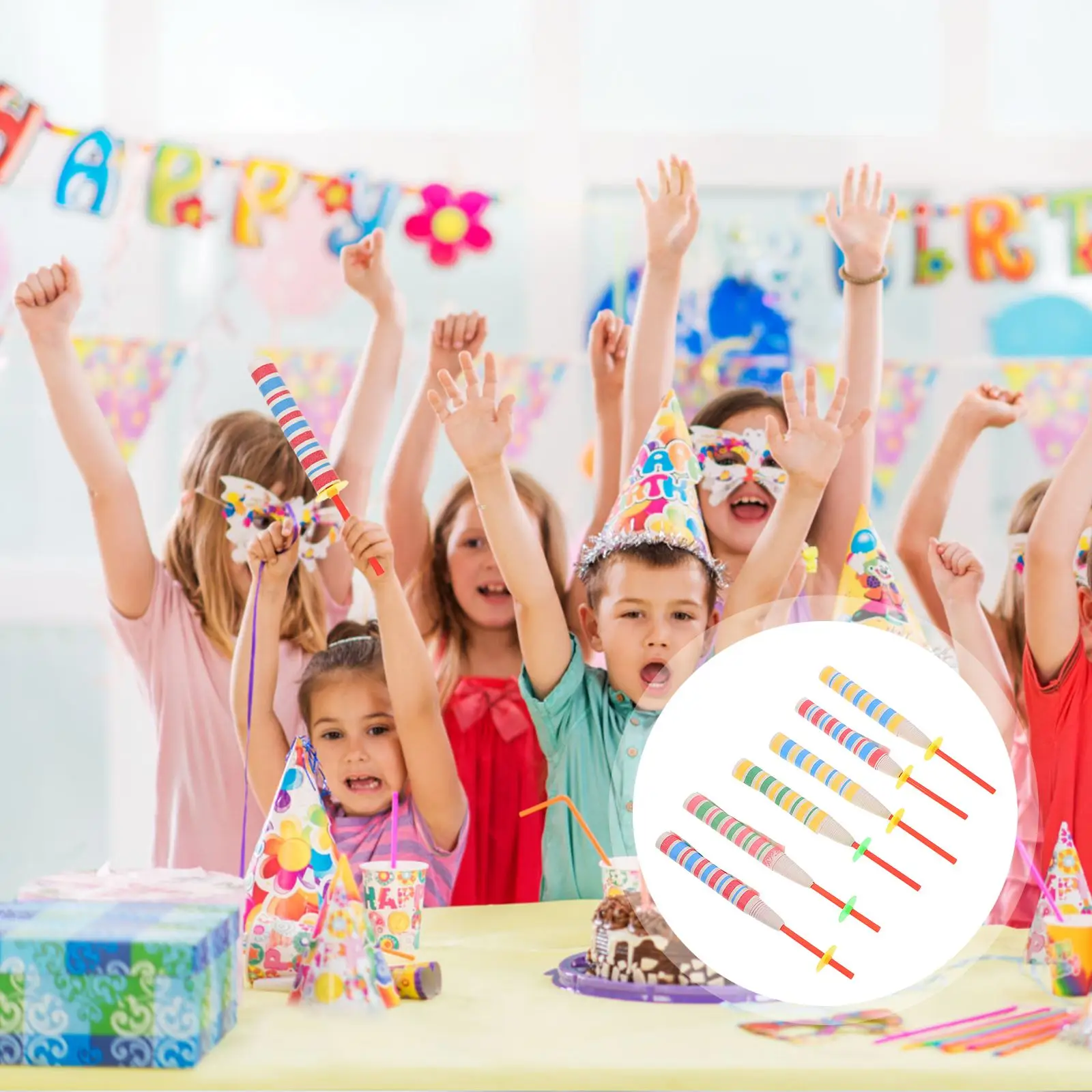 6 pezzi di giocattoli per bambini Flickers di fiori di carta per bambini Giocattolo divertente per bambini Premi per bomboniere Festa di compleanno telescopica