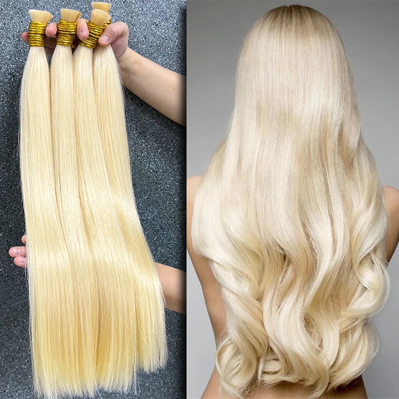 Extensões de cabelo humano para trançar, massa para trançar, sem trama, 100% cabelo humano, cabelo virgem reto, 1b 613, louro de mel