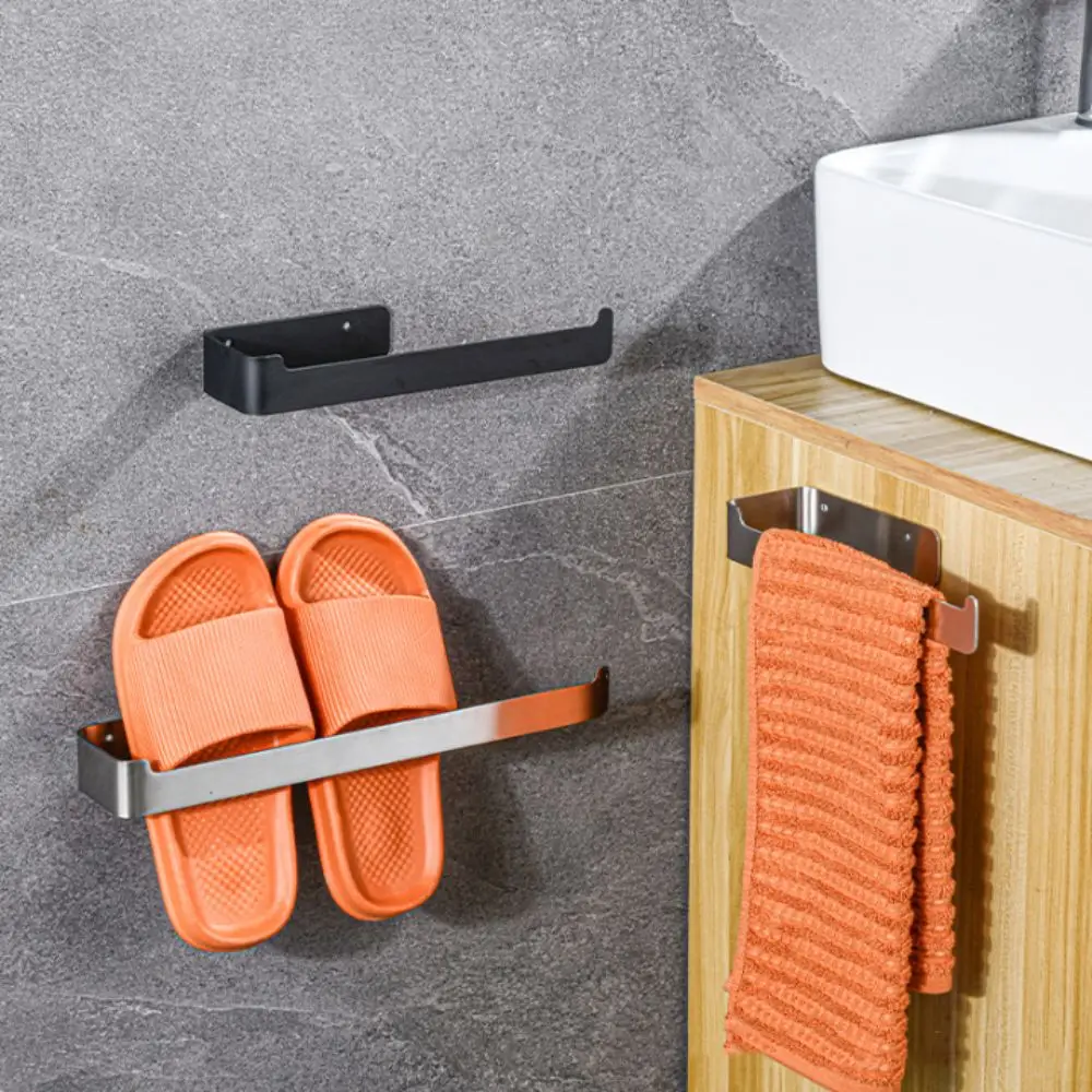 Golden Finish Towel Holder Black Finish Self Adhesive Towel Rail No Drill Punching Design Bathroom Towel Rack Bathroom Use
