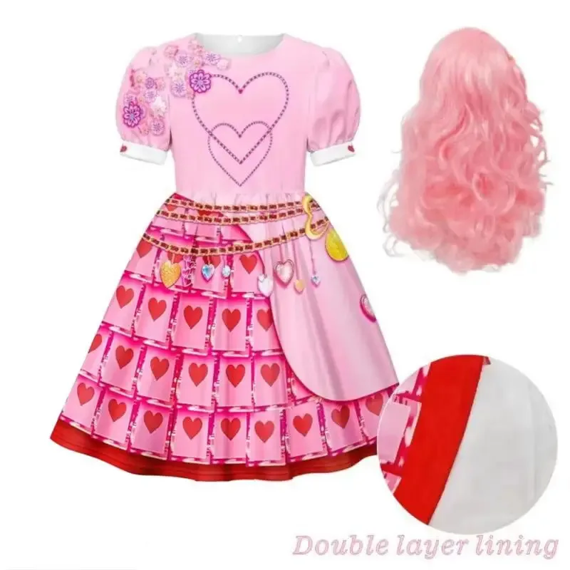 

2024 New Movie The Rise of Red Clothes for Girls Pink Double-deck Princess Dress Halloween D-Descendants 4 Red Cosplay Costume
