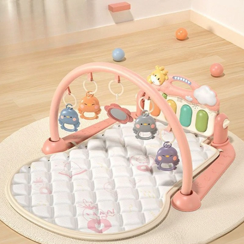 صالة الألعاب الرياضية للأطفال من عمر 0 إلى 12 شهرًا، بساط نشاط متعدد الوظائف مع سرير متنقل - لعبة موسيقية لحديثي الولادة ومجموعة خشخيشة، وقت الأرض