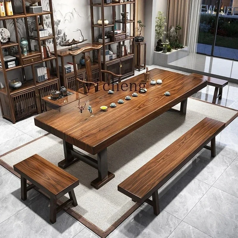 

CJ-8 one table and five chairs new Chinese tea table tea set integrated solid wood tea table