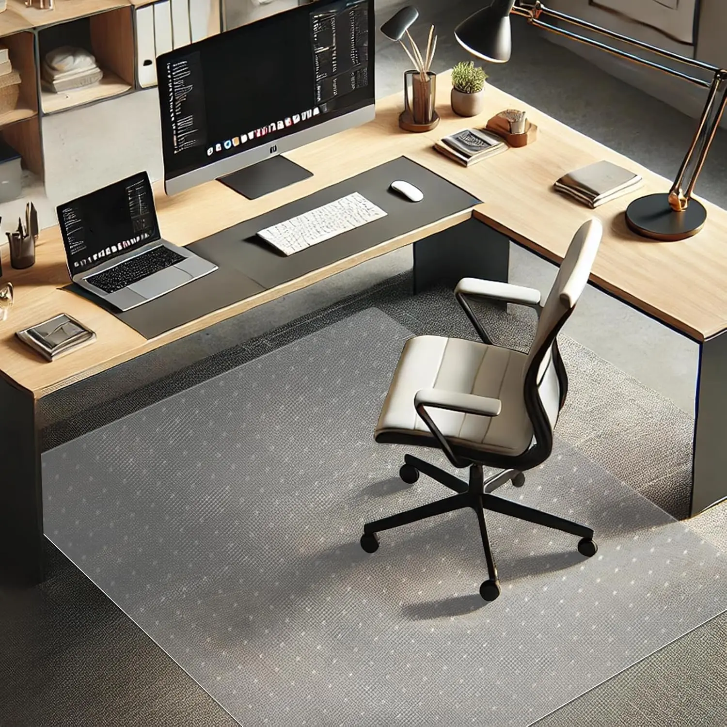 

Large 60"x48" Office Chair Mat for Carpeted Floors, Easy Glide Rolling Plastic Desk Computer Mats for Home and Office Use