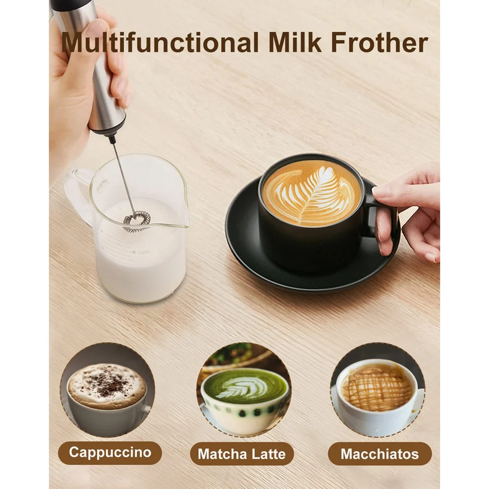 Electric Milk Frother, Electric Milk Frother Wand USB Rechargeable Handy Hand Frother Whisk for Coffee, Latte