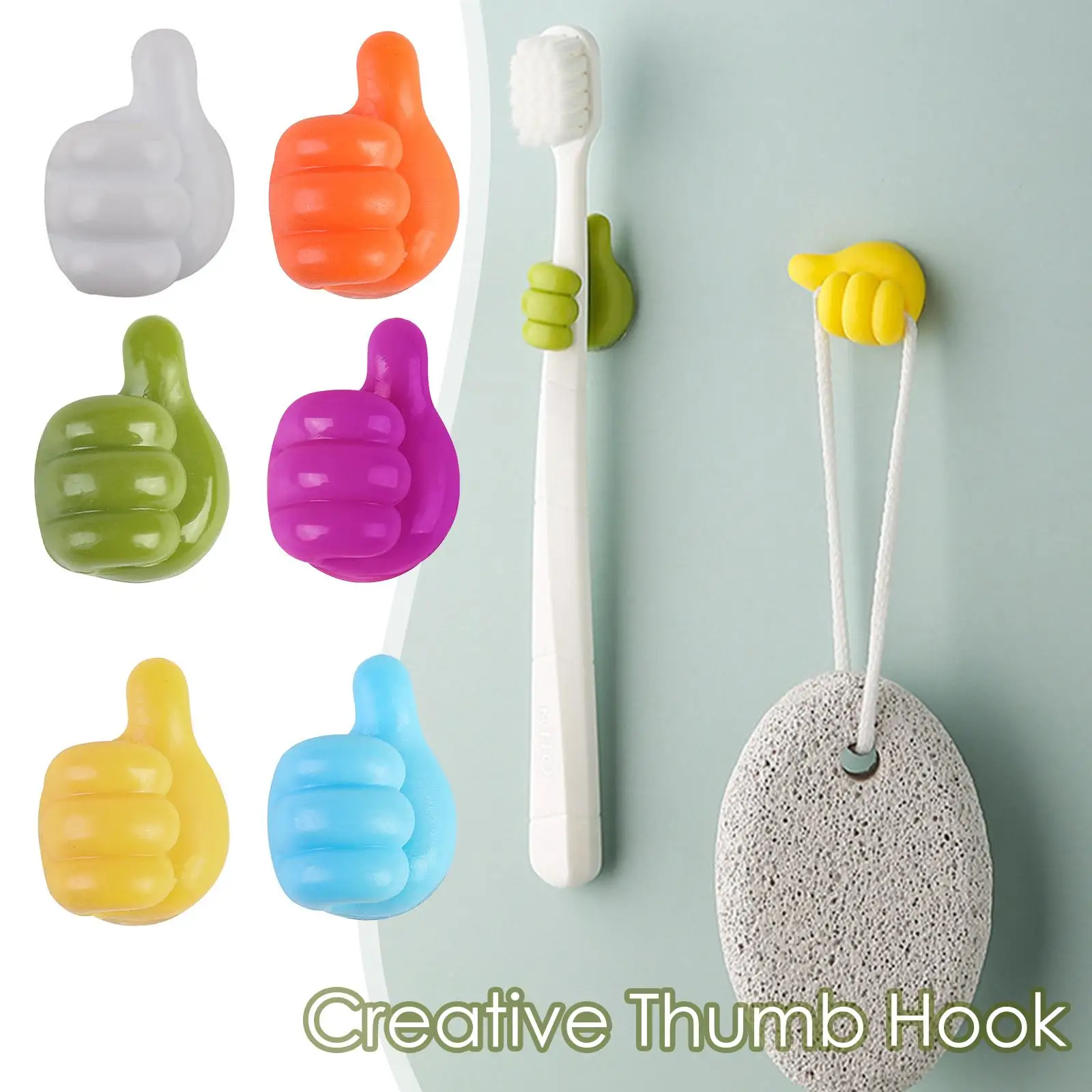 Silicone Thumb Wall Hook Creative Silicone Thumb Key Hanger Hook Home/Office Data Cable Clip Wire Desk Organize Black Hooks