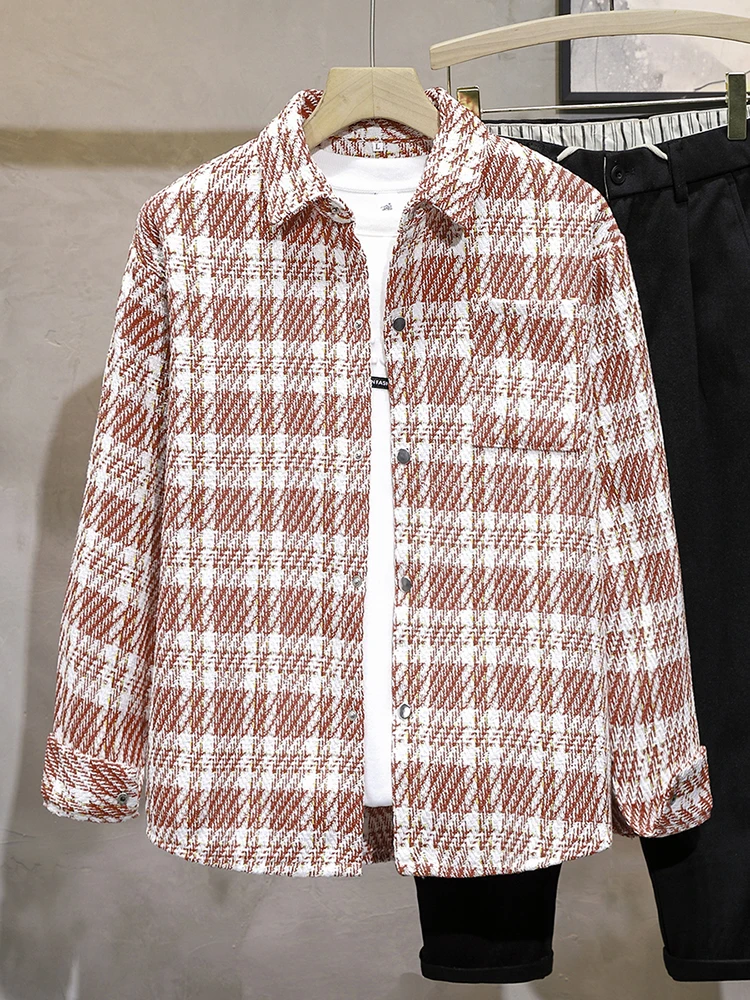 

Повседневная мужская клетчатая куртка в клетку, осенне-весенняя брендовая модная свободная верхняя одежда, устойчивая к морщинам