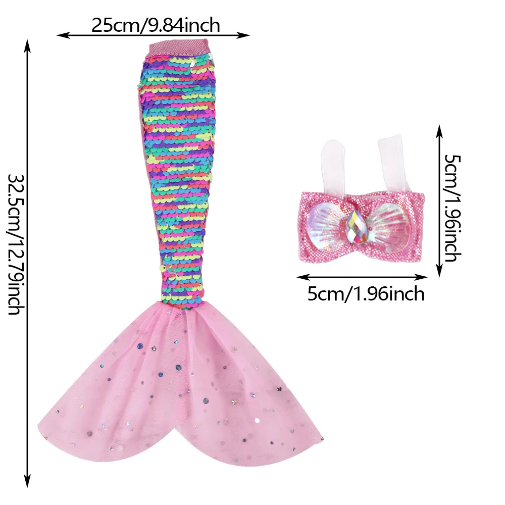 One Set Doll Cosplay Clothes Similar Fairy Tale Mermaid Tail Wedding Dress Gown Party Outfit For 30Cm Doll DIY Gift view 5
