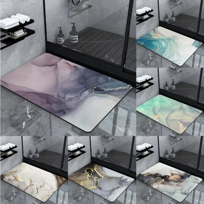 Creative Luxury Door Mat Living Room Marble Pattern Carpet Bathroom Sink Bathtub Side Anti Slip Rug Home Decoration