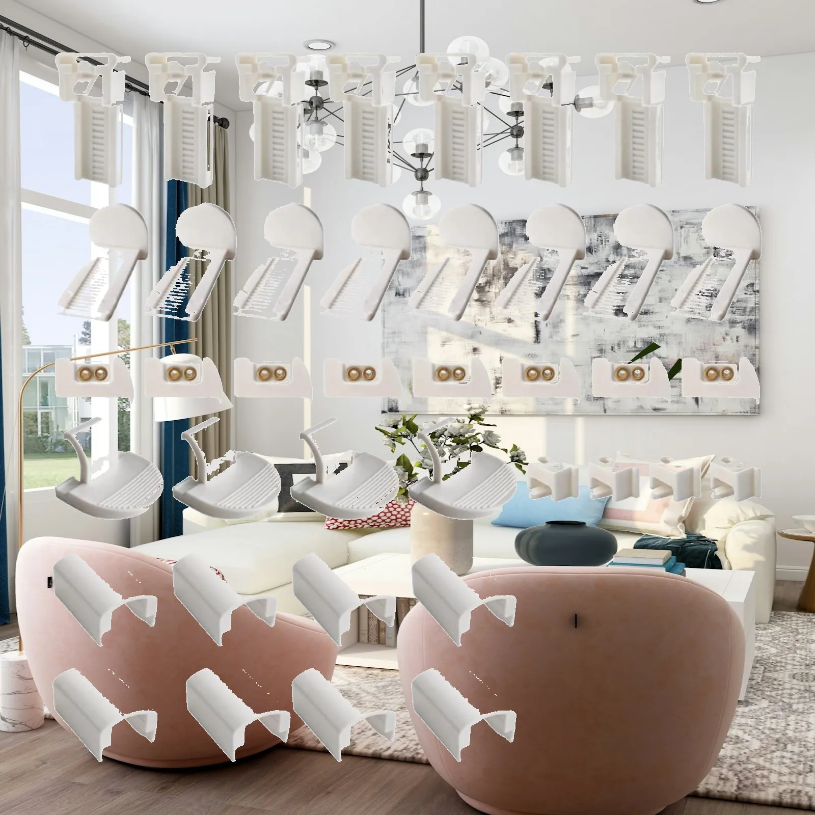 Pleated Curtain Accessories Clamp Support Attachment Repair Tabs Plastic Mounting Bracket for Apartment Office Bedroom