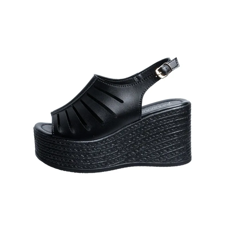 2024 Hot Sale Ladies Shoes Buckle Strap Women's Sandals Fashion Peep Toe Dress Sandals Women Summer Plus Size Wedge Sandals