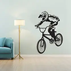 BMX Bike Bicycle Boys Vinyl Wall Sticker Decal Bedroom Art Decor Home Living Room Background Wall Decoration Mural