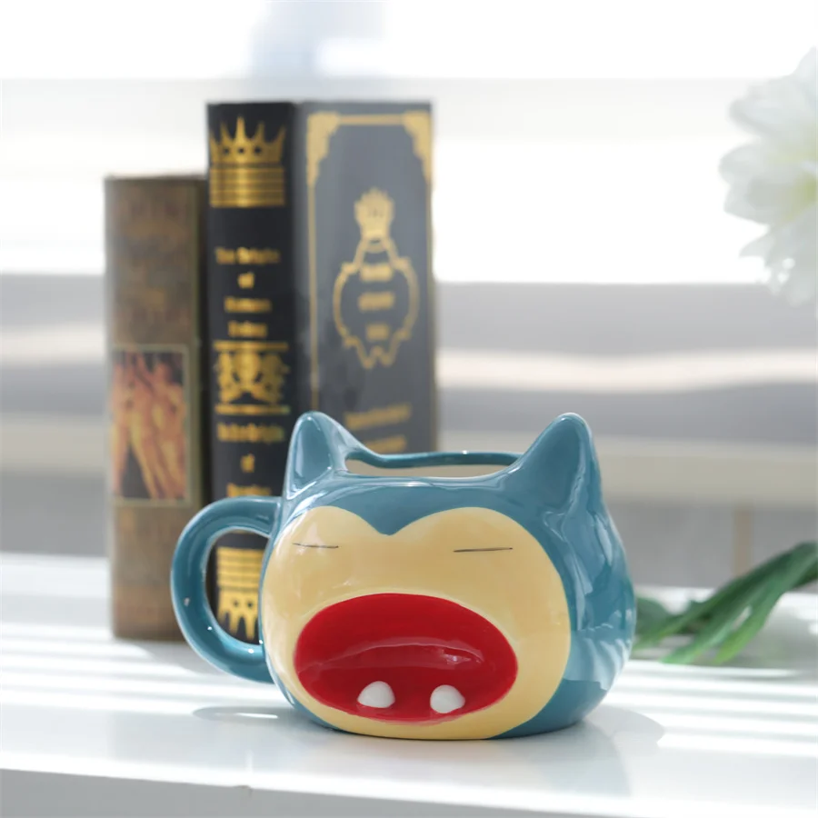 Imagem -04 - Pokémon Kawaii Snorlax Ceramic Cup Grande Capacidade Ornamentos de Mesa Café da Manhã Café Leite Presente para Crianças Adulto Desenhos Animados 1300ml