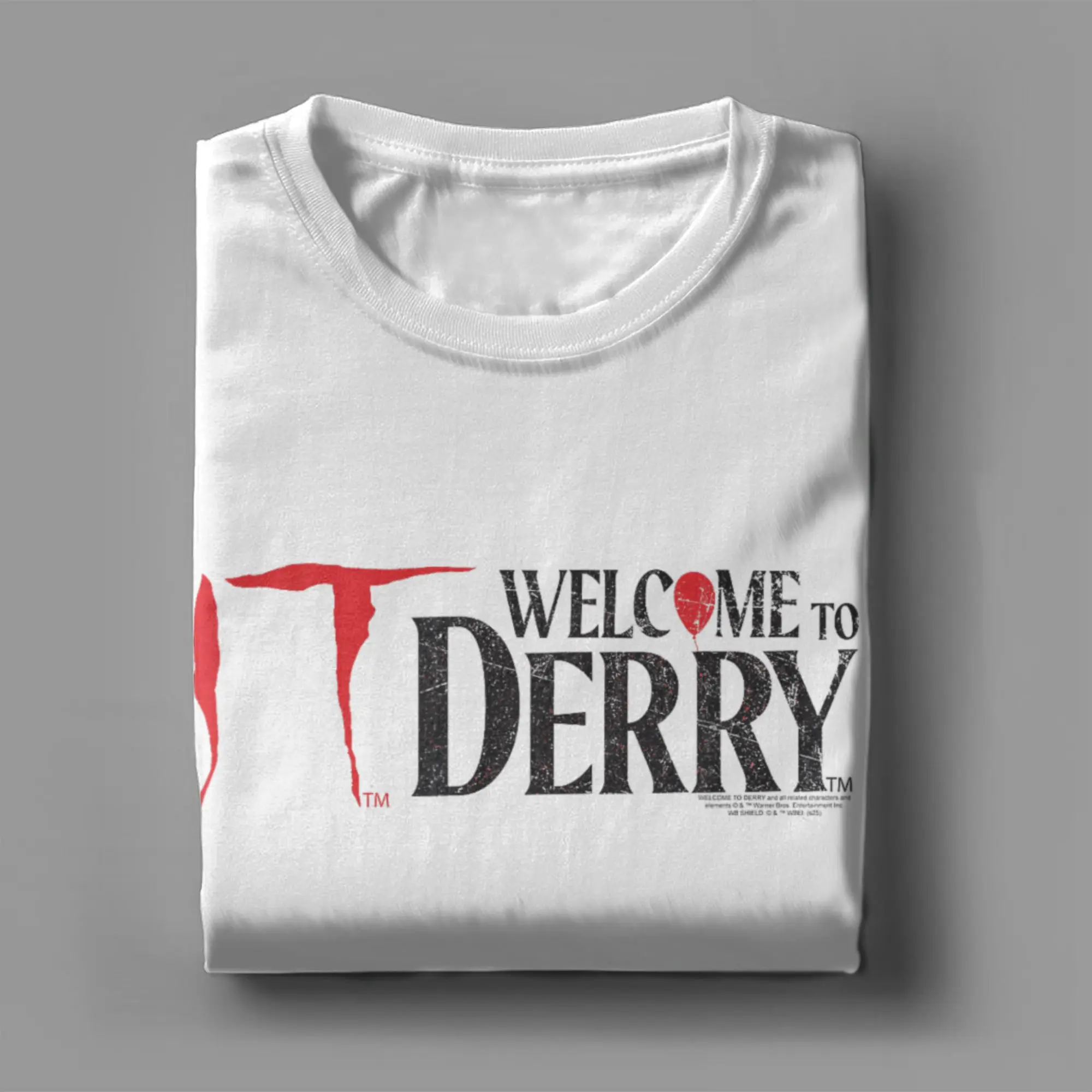 ITs Derrys ترحيب الرعب برنامج تلفزيوني تي شيرت للرجال القطن الخالص موضة تي شيرت Crewneck منزل مسكون تيز الملابس وصول جديد #3