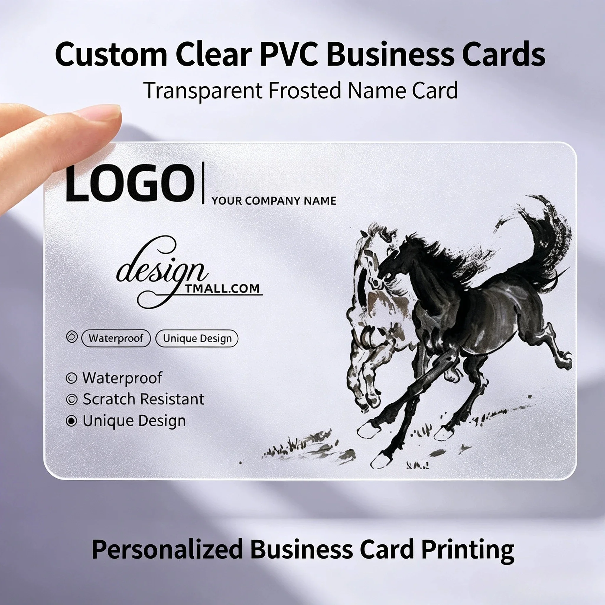 Transparent PVC Custom Business Cards Color Printing Foil Stamped Matte  Personalized Custom Visiting Card Printing Service