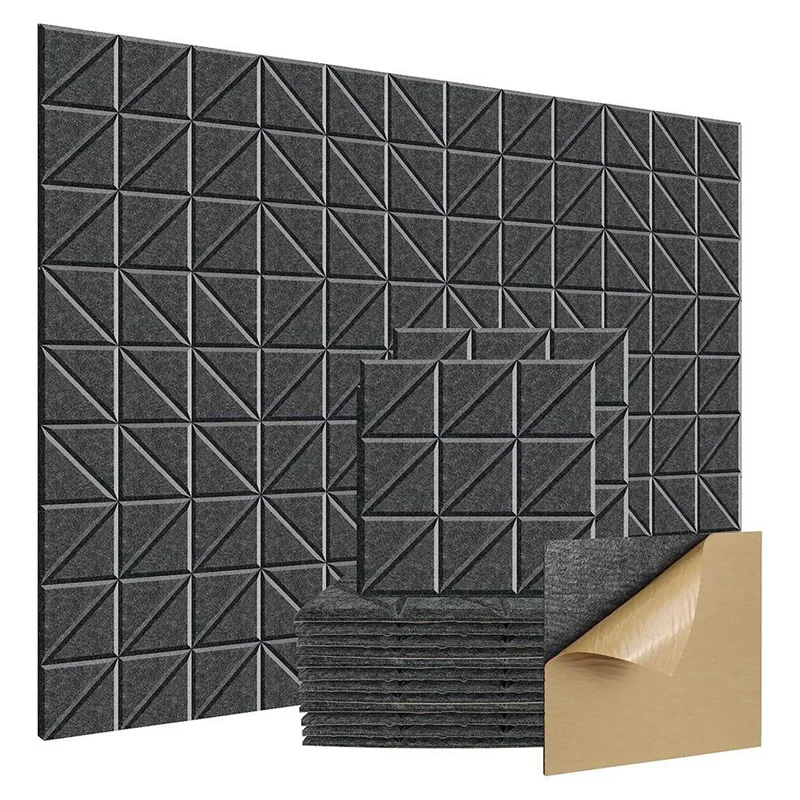 

Self-Adhesive Acoustic Panels, 12Pcs 12X12X0.4Inch Sound Absorbing Panels, Decorative Soundproof Wall Panels