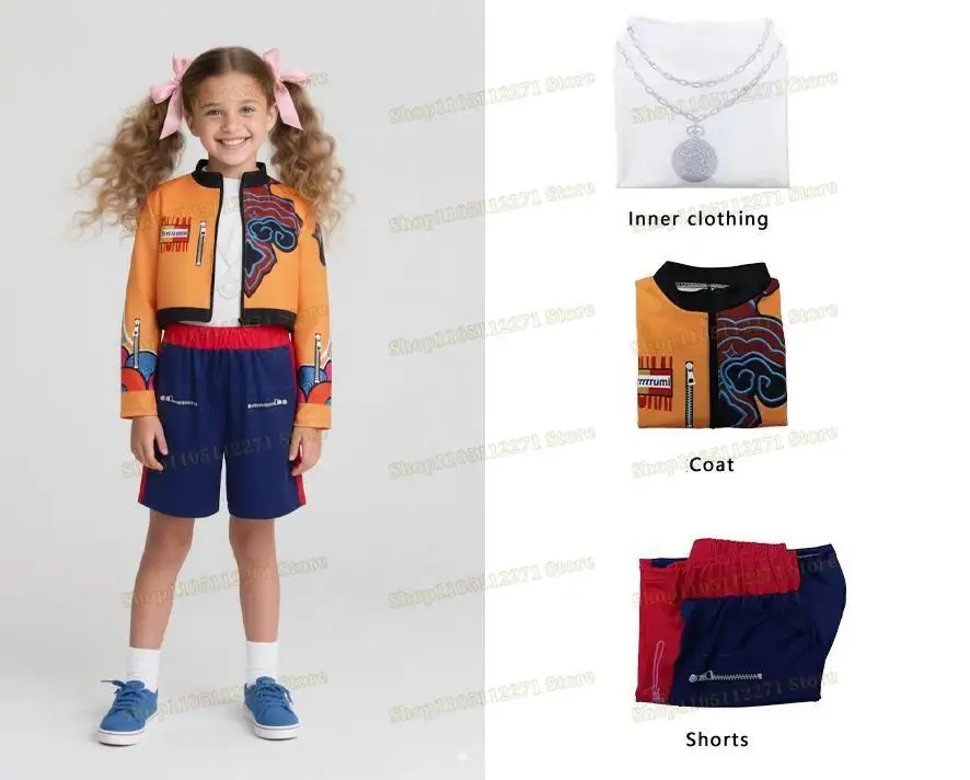 2026 Bambini Ragazze Film Kpop Rumi Costume Cosplay Stampa Demon Hunters Zoey Mira Cosplay Carnevale Spettacolo Vestiti Huntrix Set