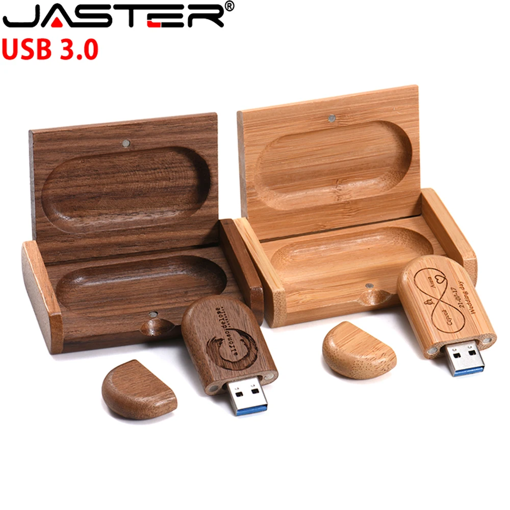 

JASTER USB 3.0 High Speed LOGO Wooden Box Personal Logo Customer Pendrive 8GB 16GB 32GB 64GB USB Flash Drive Pen Drive U Disk