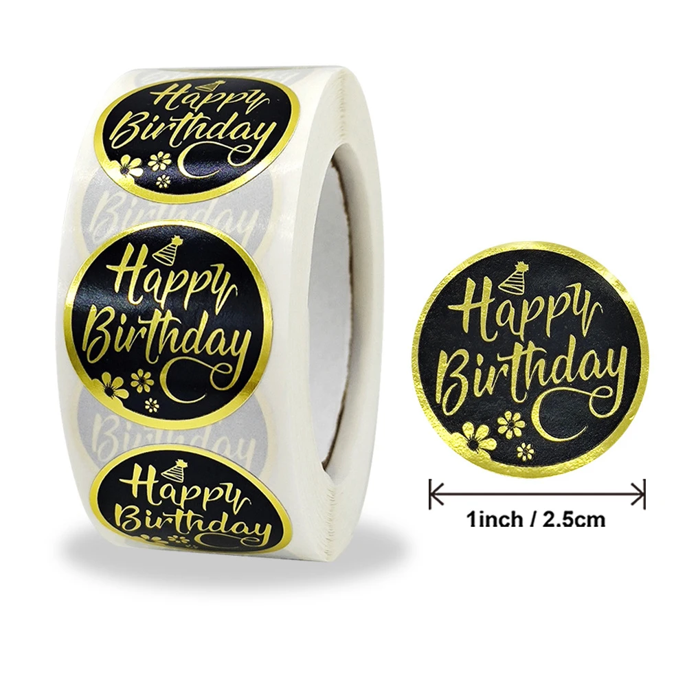 New Styles 1inch Round Happy Birthday Stickers 50-500pcs Cute Birthday Party Gift Decoration Supplies Greeting Card Tags