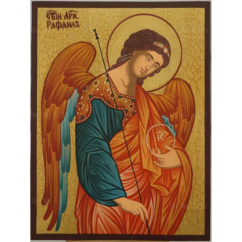 ANCIENNE ICÔNE BYZANTINE de L'Archange Michael collage sur bois XVIII