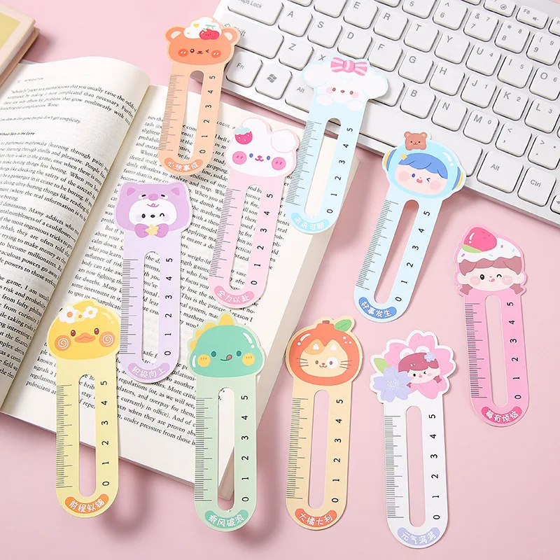 Kawaii Cartoon Animal Bookmarks Creative Dual-Purpose Bookmark Rulers Reading Accessories Student Stationery School Supplies