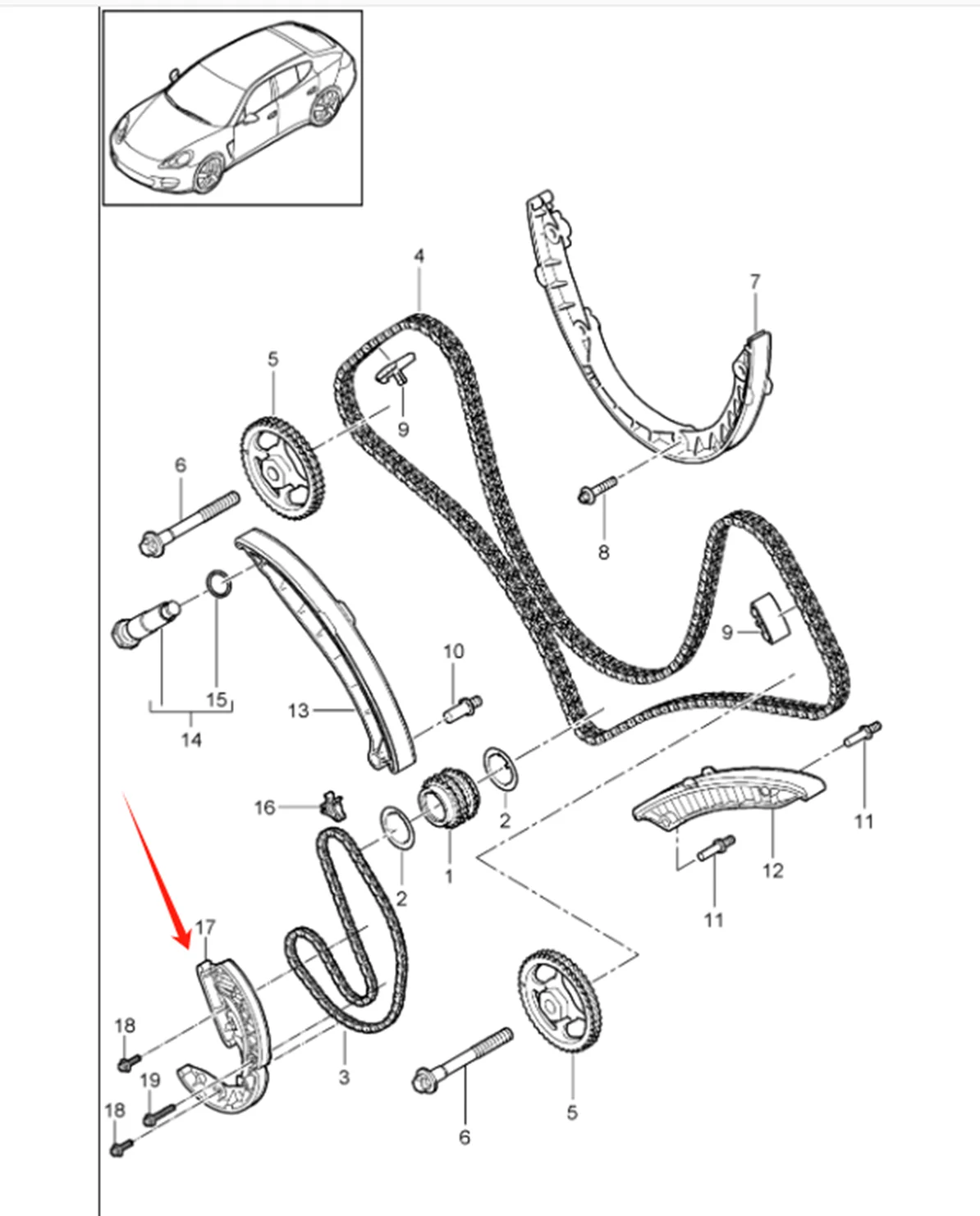 OE 94610725801 94610725800 Timing chain tensioner High quality automotive parts for Porsche Cayenne Panamera MACAN 3.6/4.8 ﻿