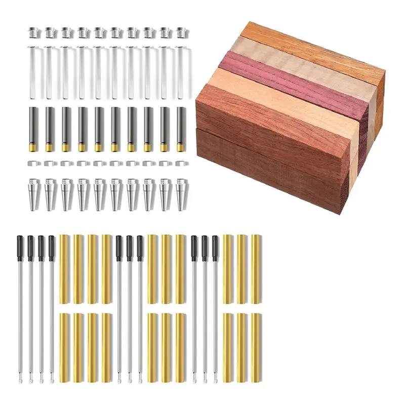 

Woodturning Pen Kit-Slimline Premium Silver Twist Set Including 20 Pieces Hardwood Turning Blanks-DIY Crafting Supplies