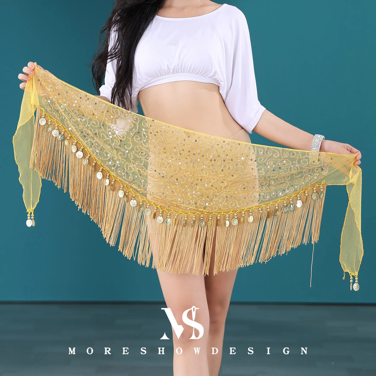 Akcesoria do tańca brzucha Pas z łańcuszkiem dla kobiet Występ na scenie Pas biodrowy Odzież taneczna Moneta Szalik na biodra Rekwizyty do ćwiczeń tanecznych