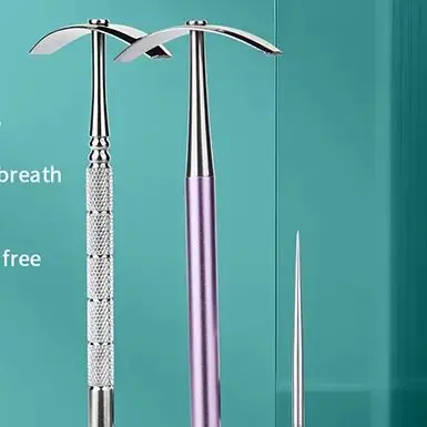

Premium Stainless Steel Tongue Scraper Cleaner For Adults & Kids Portable Stainless Steel Tongue Scrapers With Hidden Toothpick
