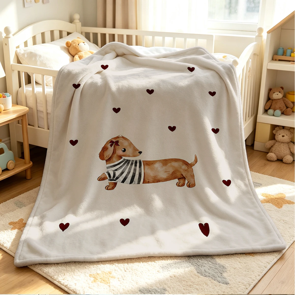 Sweet Puppy Flannel Blanket Warm Soft Halloween Christmas Couch Warm Cozy Decorative Decor Gift for All Season