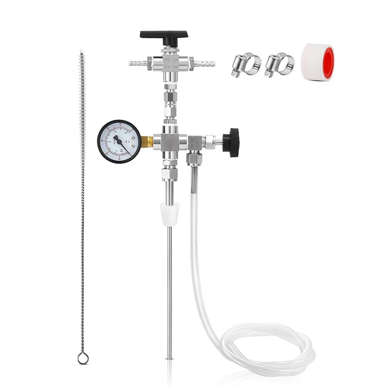 

Counter Pressure Filler with Gauge, Homebrew Hand Held Bottle Filler No Carbonation Loss, Beer Bottling Kit 1/4 & 5/16 Barb