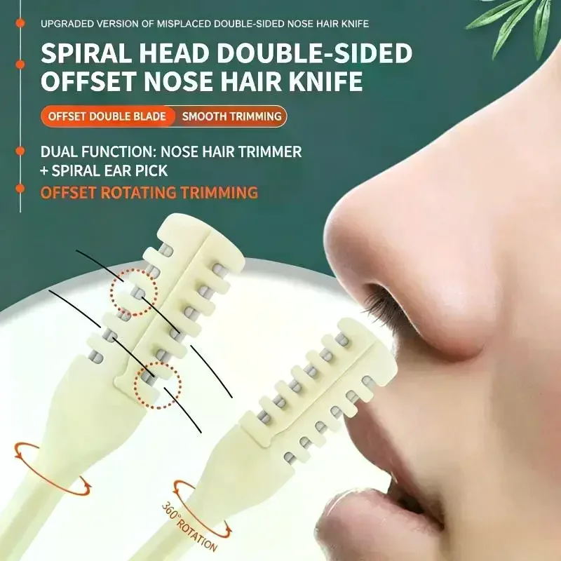 Manual Nose Hair Trimmer 1 Pack Non-slip Handle Sharp Safe Blade Dead Angles Eyebrow Shaping One Device for Men's Facial Ca