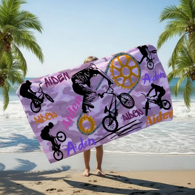 Newest Beach Towel Colorful Surfboard Palm Leaf Sea Wave Print Lightweight Beach Towel Surf Lover Pool Towel Quick Dry Towel
