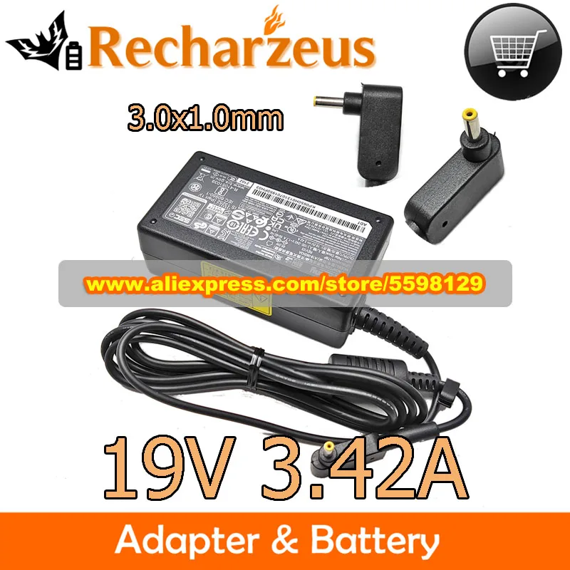 Genuine 19V 3.42A 65W AC Adapter A18-065N3A Laptop Charger For CHICONY  A065R178P REV01 REV02 Power Supply 3.0x1.0mm