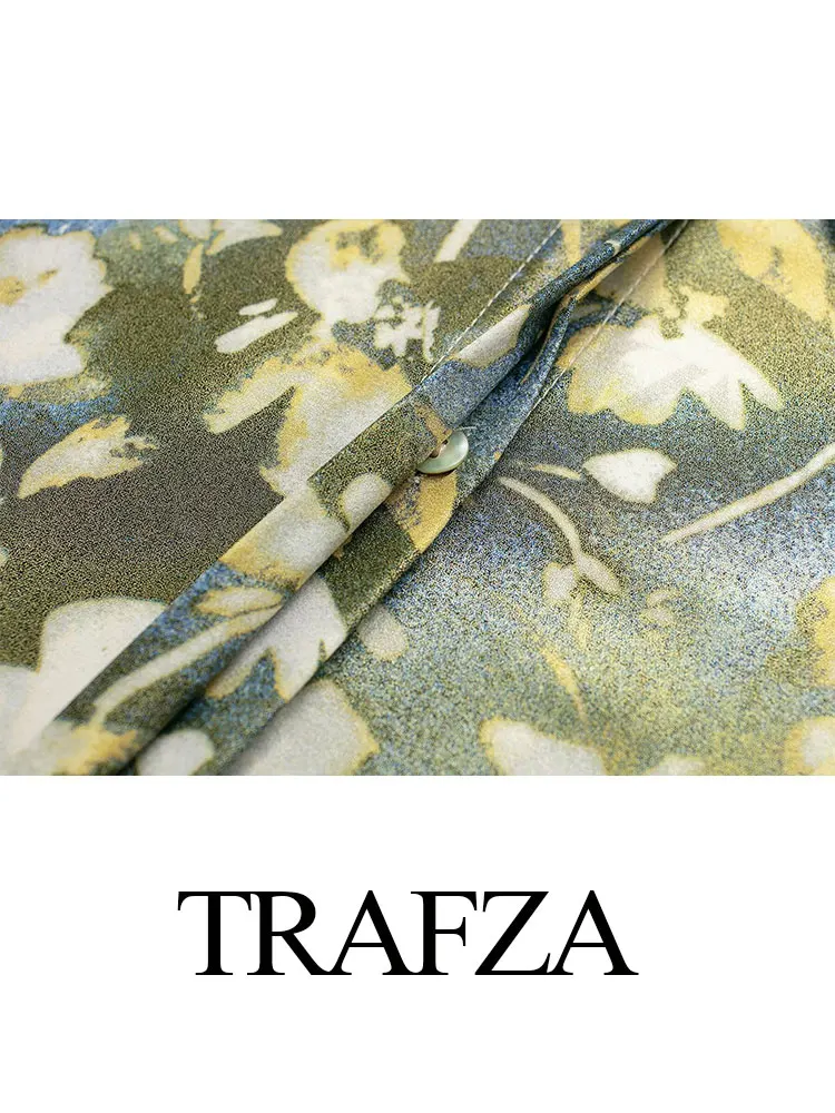 Trafza เสื้อเบลา2024แขนยาวสำหรับผู้หญิง, เสื้อเบลาส์กระดุมแถวเดียวทรงหลวมมีปกลายดอกไม้แนววินเทจฤดูใบไม้ผลิ