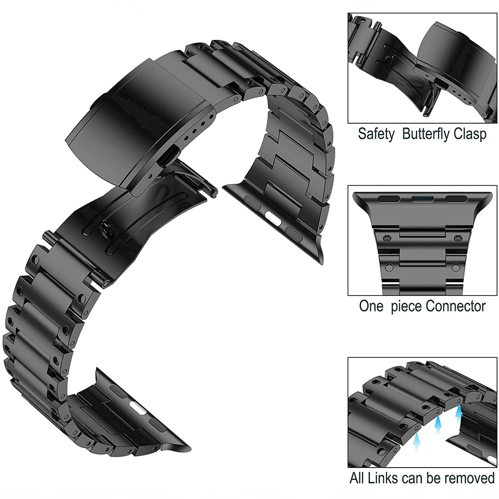Metal Strap for Apple Watch 44mm 40mm 45mm 41mm 49mm 46mm 42mm 38mm Stainless Steel band for iWatch Series 10 9 8 Ultra 7 6 5 SE
