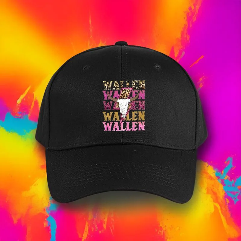 Adjustable Wa Len Wallen Baseball Cap  Black with Golden Lettering Comfortable Polyester Dad Hat for Outdoor Sports & Casual