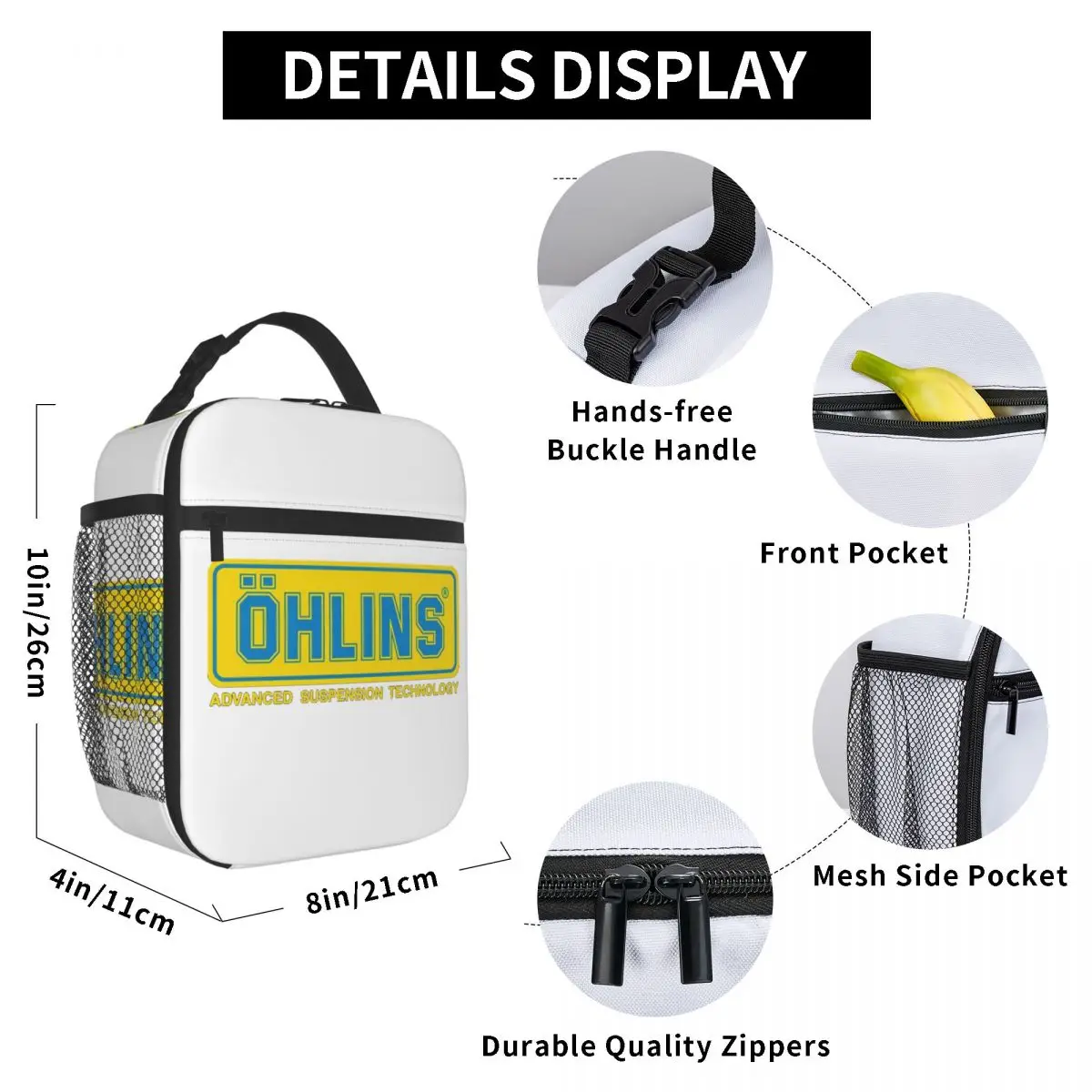 Racing Ohlins Suspension Logo Essential Insulated Lunch Bag for Kids School Cooler Thermal Food Box Tote Lunch Boxes Container
