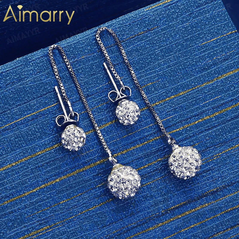 925 Sterling Silver 6mm+8mm Size Double AAA Zirconia Ball Earrings for Women's Parties and Banquets High-quality Fashion Jewelry