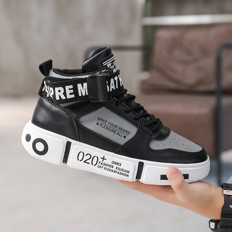 Brand Kids High-tops Sneakers Trendy Boys Non-slip Basketball Shoes Outdoor Sports Tennis Shoes Comfortable Children Sneakers