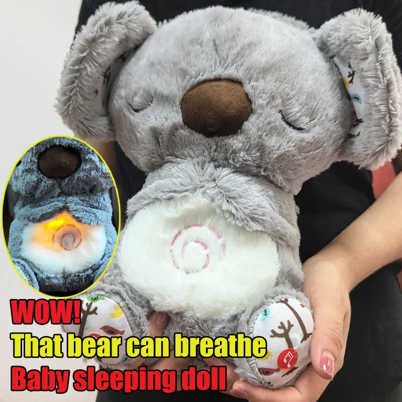 Baby Breathing Koala Baby Kojąca wydra Pluszowa lalka Zabawka Dziecko Kojąca muzyka Towarzysz do spania Dźwięk i światło Lalka Zabawka Prezent