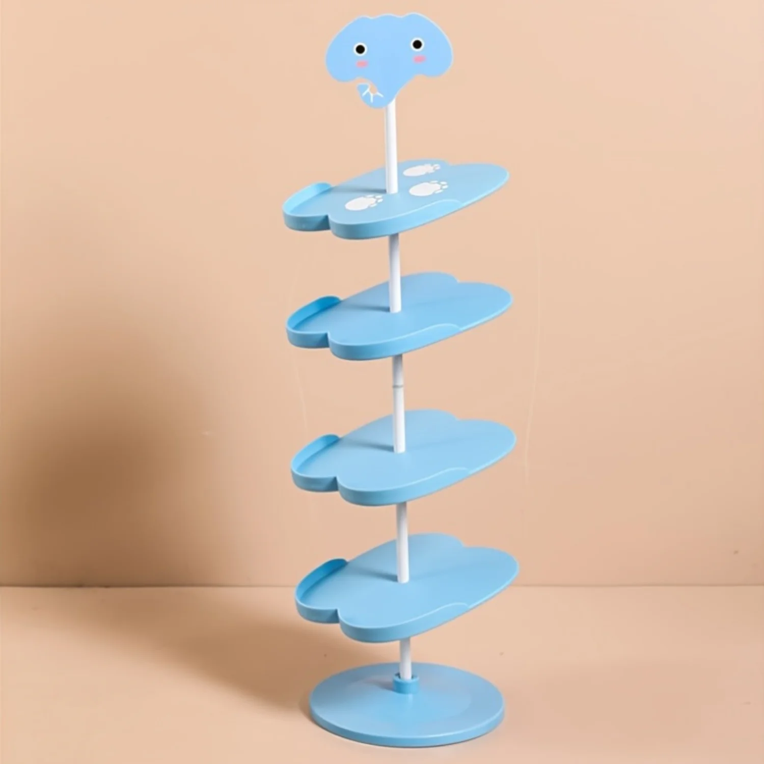 Modern 5-Tier Plastic Shoe Rack, Elephant Design Free-Standing Organizer, Multilayer Mini Shoe  for  Entryway, Easy Assembly, No