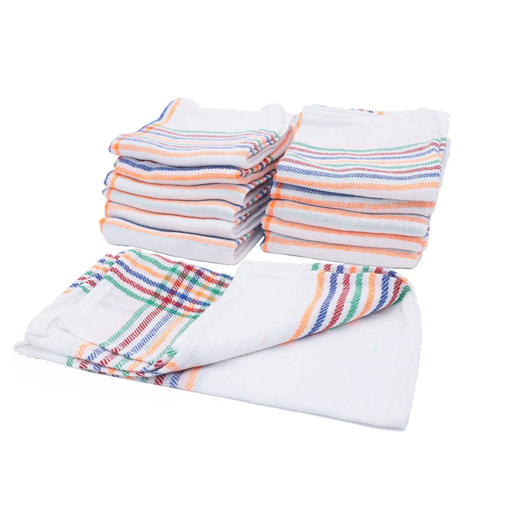 6/12 Cloth Set, Cotton 80% Kitchen Cloth, Saving Pack 6/12 PCs Colors with Striped Blue Green Red, Tableware Cloth