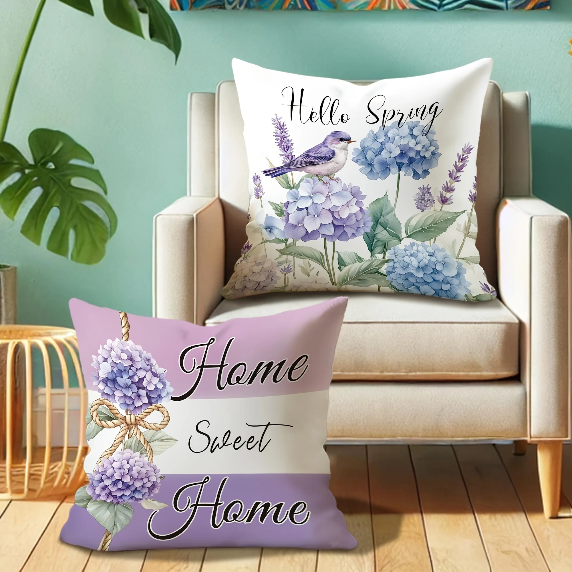 غطاء وسادة رمي طائر الربيع والكوبية مع طباعة قطيفة قصيرة لتزيين أريكة غرفة المعيشة وغطاء وسادة #3